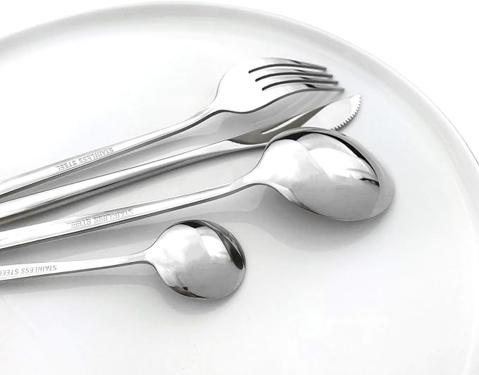 Silver 36-Pieces Silverware Flatware Mirror Polished Dinnerware, 18/0 Stainless Steel Cutlery Set For Home Kitchen Party Hotel Restaurant Wedding Service for 6