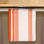Urban Villa Kitchen Towels 100% Cotton Pack of 6, Highly Absorbent Quick Drying Super Soft Premium Dish Towels for Kitchen with Hanging Loop Hand & Tea Towels - 20x30 Inch, (Orange & White, Striped)