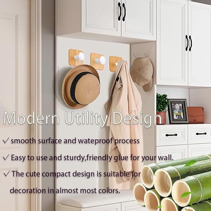 Self Adhesive Wall Hooks for Hanging Heavy Duty,Small Sticky Decorative No Nail White Hooks,4 Pieces Cute Unique Utility Hooks No Damage Hanger Hook for Wall Mounted