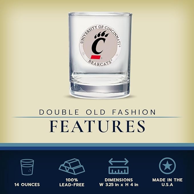 Heritage Pewter Cincinnati Double Old Fashion | Double Rocks Glass 14 OZ for Liquor | Expertly Crafted Pewter Glass