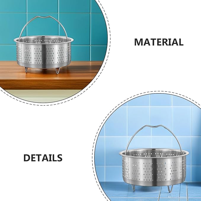 UPKOCH Mesh Strainer Steamer Basket Stainless Steel Vegetable Steamer Basket Steam Cooking Insert for Dumpling Steaming Basket with Handle for Veggie Fish Seafood Cooking, 20cm