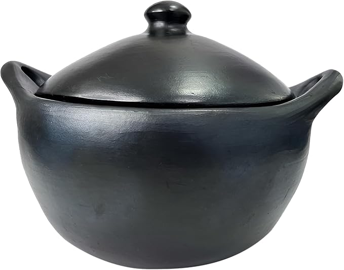 Authentic La Chamba Stewpot-Elegant, All-Natural Black Clay Dutch Oven for Braising, Baking, Roasting Chicken, Cooking Beans - Stovetop & Oven Safe – Handmade in Colombia - Large, 4.5 Qt.