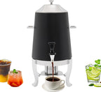 Coffee Urn with Fuel Holder 3.5 Gal/13L, Stainless Steel Beverage Dispenser Hot Drink Dispenser with Stand, Tea Water Coffee Chafer Urn for Parties Buffet Catering Commercial Home (Silver, Black)