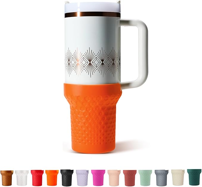 Silicone Boot for Stanley - Tall Rubber Cup Bottom Protector Sleeve Accessories for 40oz Stanley Adventure Quencher Tumbler (Orange)