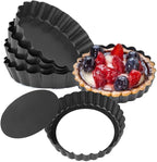 Mini Tart Pans, Nonstick 4 Inch Mini Quiche Pan Removable Bottom Tart Pan Set of 6 (4-Inch)