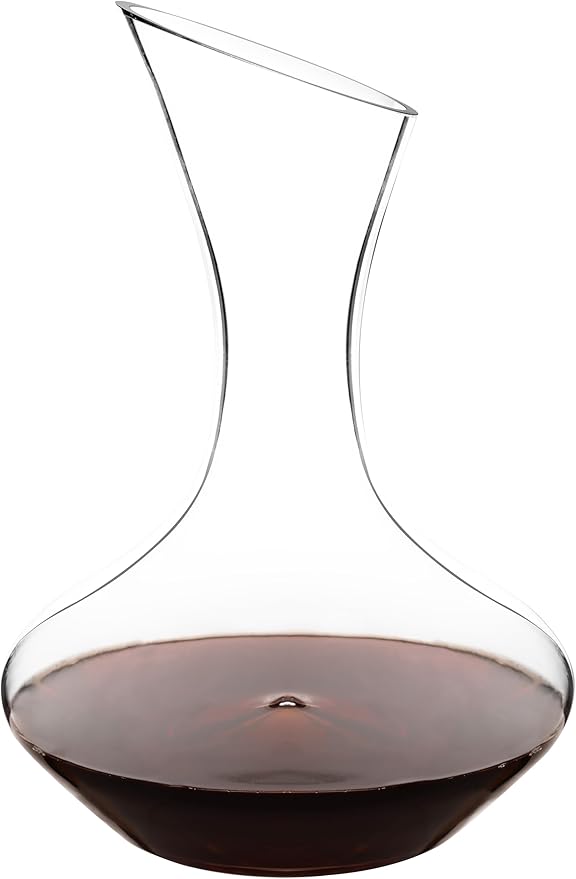Elegant Hand-Blown Cabernet Wine Decanter/Carafe | 41 FL Oz (1212 ml) | Free Premium Microfiber Cleaning Cloth | 100% Lead-Free Crystal | Gift Box