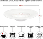 Ceramic Wide Rimmed Soup Plate, Soup Bowl 8 oz, Pasta Bowl Set of 4, White Shallow Bowl Plate with Rim, Best choice for high-end restaurants, hotels, and foodies, 9.6 Inch