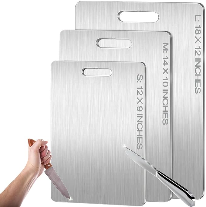 Titanium Cutting Board - 2025 New Upgrade 100% Pure Titanium Cutting Boards For Kitchen, 1 Pack Double-sided food-grade Cutting Board For Cutting Meats, Fruits And Vegetables (18"L x 12"W)