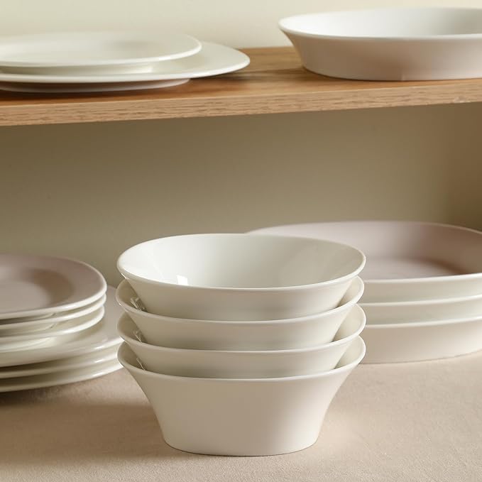 Stone Lain Quadro 4-Piece Bowl Set Porcelain, White