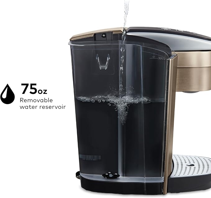 Keurig K-Elite Single Serve K-Cup Pod Coffee Maker, with Strength and Temperature Control, Iced Coffee Capability, 8 to 12oz Brew Size, Programmable, Brushed Gold