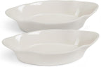 Au Gratin Baking Dishes, Ceramic, by Kook, for Casseroles, Lasagna & Cobblers, Individual Serving, Set of 2, Oven, Microwave & Dishwasher Safe Bakeware, 18 oz, Ivory