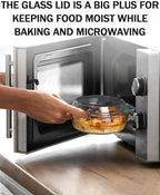 Clear Round Glass Casserole With Lid Glass Bakeware Easy Grab Baking Dish,Microwave, Oven, Freezer, and Dishwasher Safe (0.65L)