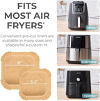 KITCHEN GENIE BPA-Free Air Fryer Liners Disposable, 200 PCS, Non-Stick Oil Proof Parchment Paper Sheets for Easy Clean Cooking, Fits 5-8 QT Basket, Microwave, Toaster Oven, Free of Bleach, 8 In Square