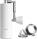 TIMEMORE Manual Coffee Grinder Foldable Handle Burr Coffee Grinder with Capacity 20g Chestnut C3S PRO Internal External Adjustable Setting, Double Bearing Positioning for Travel Camping, Home White