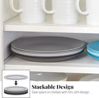 US Acrylic Everest Ultra-Durable Plastic 10 inch Dinner Plates in Grey Stone | Set of 6 Reusable, BPA-Free, Made in the USA, Dishwasher Safe Dinnerware