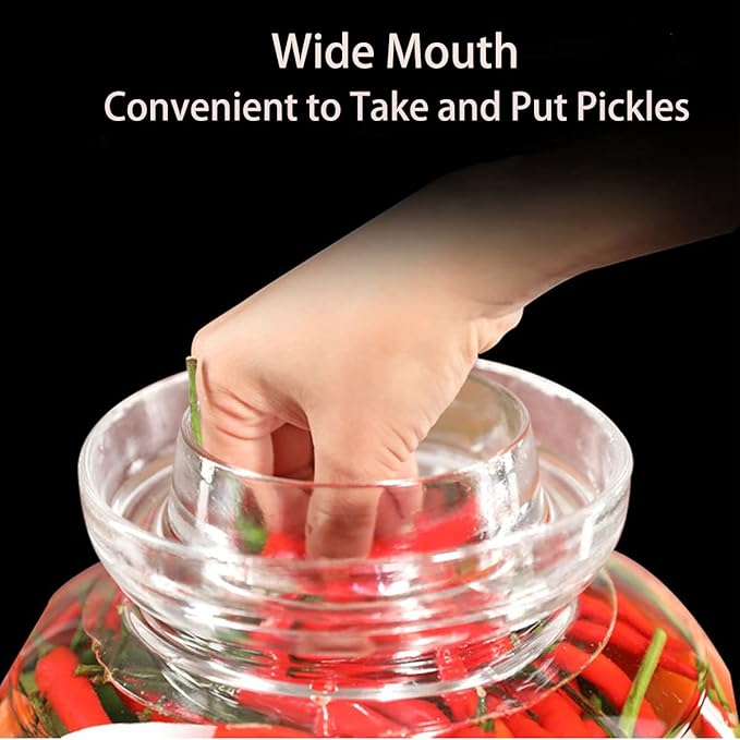 2.5L Pickle Jar Glass Jar with Lid, Wide Mouth Fermentation Jar Canning Jar for Making Pickles, Kimchi, Sauerkraut, Kombucha and Wine Brewing