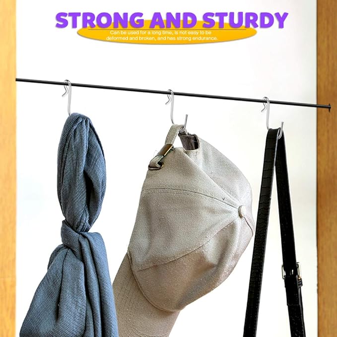 HNYYZL 40 Pack S Shaped Hooks Stainless Steel Metal Hangers Hanging Hooks for DIY Crafts, Hanging Jewelry, Key Chain, Tags, Fishing Lure, Net Equipment