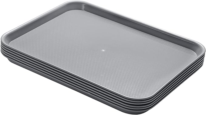 Plastic Cafeteria Trays,Fast Food Serving Trays,13"X17",Set of 6 (Gray)