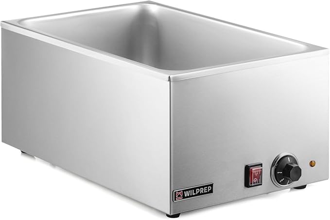 WILPREP Single-Well Commercial Food Warmer, ETL Listed Electric Warmer for Food with Adjustable Temp. & Automatic Shutoff, Stainless Steel Hot Food Well Food Heating Unit for Buffet Hotel Catering