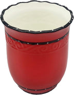 Tuscany Hand Painted Red Ruffle Utensil Holder, By ACK 85239