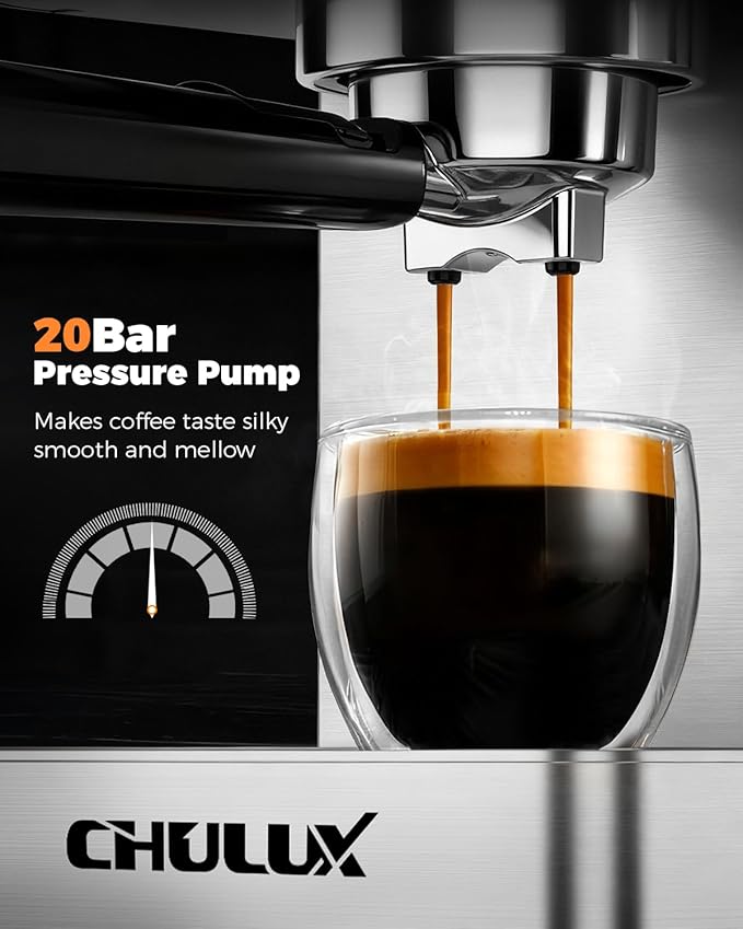 CHULUX Touchscreen Espresso Machine with Steam Wand, 20 Bar Cold Brew Espresso Coffee Maker with 50oz Water Tank for Cappucino, Latte, Americano