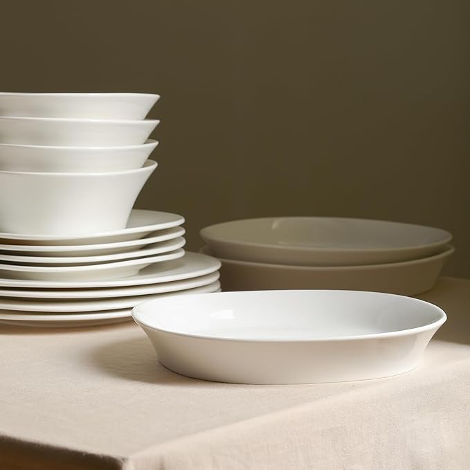 Stone Lain Quadro 4-Piece Pasta Bowl Set Porcelain, White