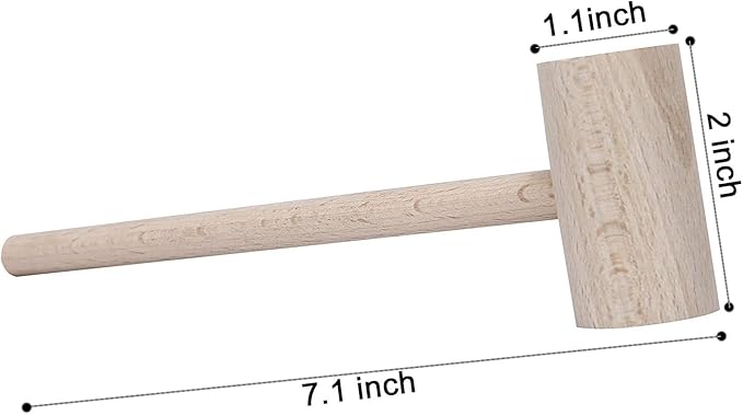 Wood Crab & Mallets Mallets, Natural Beech Wood Hammers, Set of 12