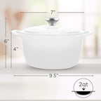 Signature Enameled Cast Iron Dutch Oven, Non-Stick Serving Pot with Tight Fitting Lid for Perfect Roasting, Baking, Sauteing, and Bread Making | 2Q (1.9L)