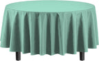 Exquisite Party Solids 12-Pack Premium Plastic Tablecloth 84in. Round Table Cover - Light Mint