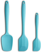 Silicone Spatula 3-piece Set, Ergonomic Handle High Heat-Resistant Spatulas, Non-stick Rubber Spatulas with Stainless Steel Core, Light Blue