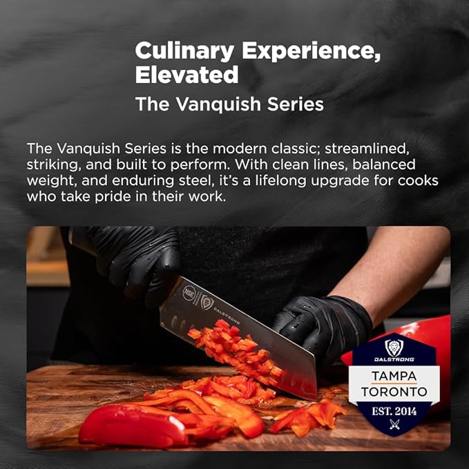 Dalstrong Vanquish Series - 24pc Stainless Steel Knife Set with Block & Kitchen Scissors - Forged High Carbon German Stee l- Knife Set w/POM Black Handle - NSF Certified