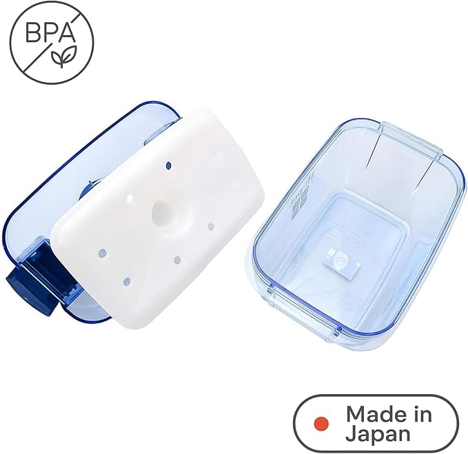 Instant Pickle Maker Vegetable Press Tsukemono Container Rectangle Made in Japan BPA Free (Blue 1.6L)