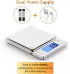 BOMATA 0.01g Small Digital Gram Scale, USB Rechargeable, Upgraded 1kg Jewelry Scale with Larger Display and Hold Function, High Precision, Grams and oz for Herb, Coin, Powder, Gold, Yeast, Kitchen