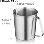CURTA 18/8 Stainless Steel Measuring Cup with Handle and Pour Lip, Metal Pitcher with Oz and ML marking, 24OZ/700ML- 3 Cup), Heavy-Duty Pitcher