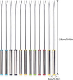 12Pcs Stainless Steel Fondue Forks, 6 Color Cheese Fondue Forks with Heat Resistant Handle, Smores Sticks for Chocolate Fountain Roast Marshmallows Dessert Fruits(9.5 Inch)