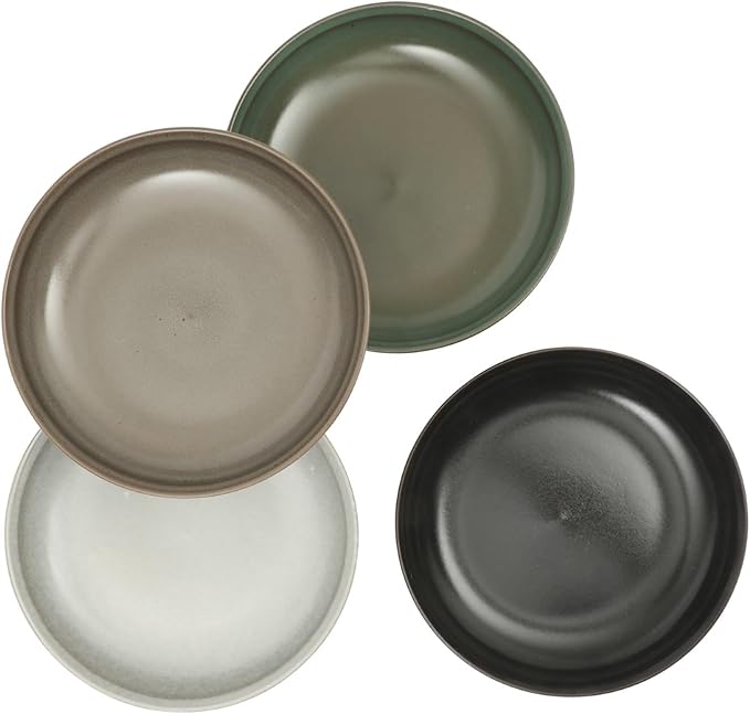 Gibson Elite Beckett 4-Piece Multi-Color 9 Inch Dinner Plate Bowl Set – Reactive Glaze Stoneware – Shallow Pasta Bowls – Wide-Rim Round Design – Microwave & Dishwasher Safe