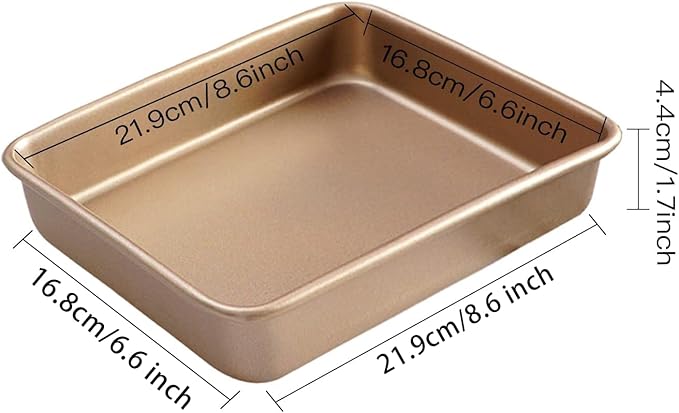 2 Pack Baking Sheet Pans, Deep Size Baking Pan Nonstick Cookie Sheet Brownie Cake Pan Bread Pan Toaster Oven Tray Bakeware, 8.6 x 6.6 x 1.7 Inches