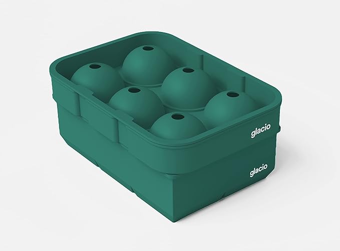 glacio Silicone Ice Cube Trays – Large Silicone Molds for 2-Inch Ice Cubes and Spheres Whiskey Ice Cube Trays with Lids for Cocktails & Bourbon – Set of 2