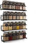 4 Pack Spice Rack Organizer, Wall Mount Spice Rack Organizer,Screw or Adhesive Hanging Spice Rack, Black