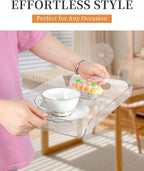 Clear Acrylic Serving Tray 15x10.2 Inches - Heat Bent Design for Coffee Table, Bakery, Vanity, and Kitchen - Durable Organizer for Food, Drinks, and Décor