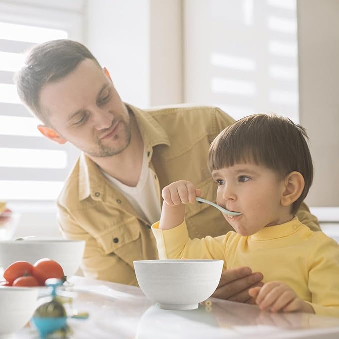 Wheat Straw Bowls Unbreakable Small Bowls Set of 8, Plastic Mini Bowl -10 OZ, Small Serving Bowls for Kitchen, Microwave and Dishwasher Safe for Ice Cream, Snack, Appetizer (White)
