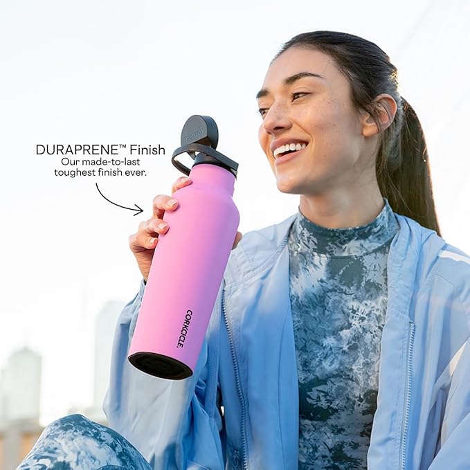 Corkcicle Sport Canteen - Keeps Drinks Cold 25 Hours - Stainless Steel Water Bottle - Triple-Insulated - Spill-Proof - Summer Drinkware Gift - Keeps Drinks Ice Cold - 20 oz - Fuchsia