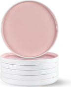 AmorArc Ceramic Plates Set of 6, 8.0 Inch Round Stoneware Salad Plates Use for Dessert, Salad, Appetizer etc,Microwave and Dishwasher Safe, Scratch Resistant Small Deep Dinner Plates-Cloud Pink