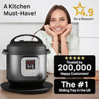 Ibyx Elegant Round Sliding Tray for Your Pressure Cooker, Air Fryer & Heavy Kitchen Appliances - Sturdy, Slides Easily from Under The Cabinet (Black, 13”)