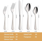20-Piece Off white Silverware Set 18/0 Stainless Steel Silverware Set Off white Handle Cutlery Set Service for 4 Dinner Knives Forks Spoons Set Flatware Set Finish Dishwasher Safe