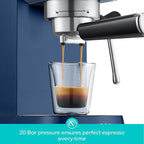 CASABREWS Espresso Machine 20 Bar, Professional Espresso Maker with Milk Frother Steam Wand, Espresso Coffee Machine with 34oz Removable Water Tank, Gift for Coffee Lovers, Coffee Gift, Sapphire Blue