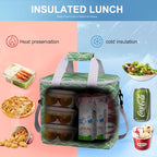 iknoe Large Cooler Bag Collapsible, 15L Insulated Bags, Leakproof Lunch Cooler Tote with Multi-Pockets for Adult, Insulated Lunch Box for Beach, Picnic, Work, Green Wave 24-Can