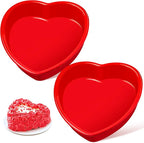 8 Inch Heart Shaped Cake Pans, 2 Pack Nonstick Heart Cake Molds Silicone Baking Molds for Cheesecakes, Chocolate Cakes, Brownies