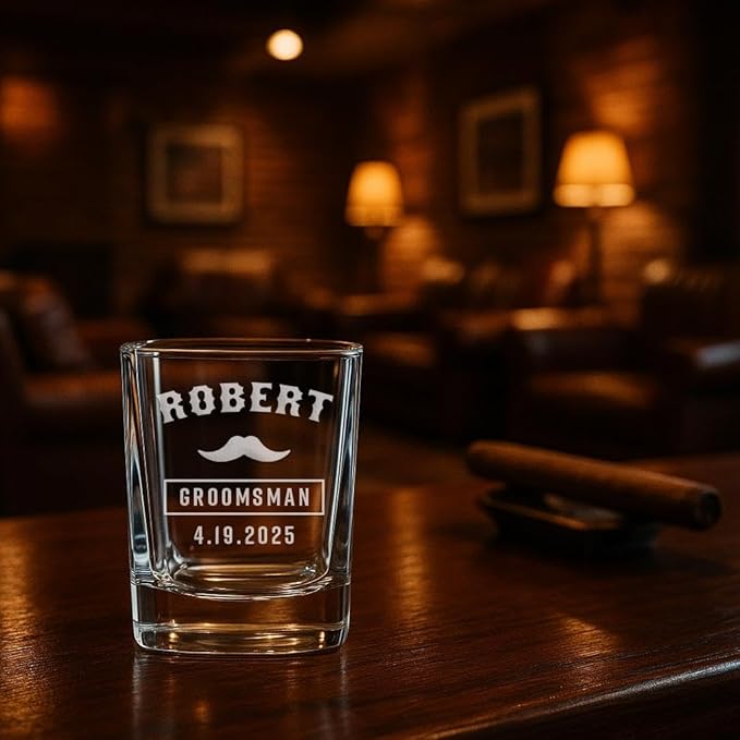 Groomsmen Shot Glasses - Personalized Wedding Party Gift or Proposal - Single Glass