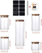 Round Glass Jars with Bamboo Lids [Multi-Size Set of 5], Glass Canisters with Airtight Lids, Glass Food Storage Containers for Pasta, Cereal, Flour, Sugar, Best for Kitchen & Pantry